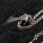 S925 Sterling Silver Norse Dragon Viking Axe Pendant Necklace With Cow Leather Necklace And Keel And Wood Box As Gift - Necklaces