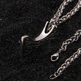 S925 Sterling Silver Norse Dragon Viking Axe Pendant Necklace With Cow Leather Necklace And Keel And Wood Box As Gift - Necklaces