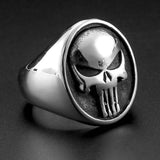 Mens Gold/Silver Color Stainless Steel Punisher Skull Rings