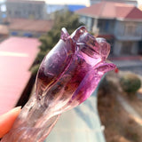 Natural Brazilian Amethyst Hand carving Crystal handicraft ornaments Rose