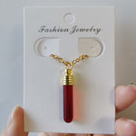 Vampire Tooth Shape Glass Fang Potion Blood Bottle Pendant Necklace