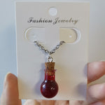 Vampire Tooth Shape Glass Fang Potion Blood Bottle Pendant Necklace