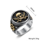 Gothic Ring Pirate Signet Double Knife Skull Ring