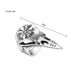 Nordic Mythology Odin Stainless Steel Skull Raven Ring