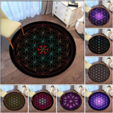 Sacred Geometry Flower Print Round Carpet for Living Room Floor Mat Anti Slip Computer Chair Mat Bedroom Rug Home Decor