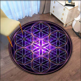 Sacred Geometry Flower Print Round Carpet for Living Room Floor Mat Anti Slip Computer Chair Mat Bedroom Rug Home Decor