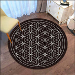 Sacred Geometry Flower Print Round Carpet for Living Room Floor Mat Anti Slip Computer Chair Mat Bedroom Rug Home Decor