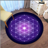 Sacred Geometry Flower Print Round Carpet for Living Room Floor Mat Anti Slip Computer Chair Mat Bedroom Rug Home Decor