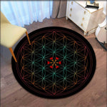 Sacred Geometry Flower Print Round Carpet for Living Room Floor Mat Anti Slip Computer Chair Mat Bedroom Rug Home Decor