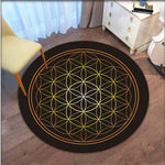 Sacred Geometry Flower Print Round Carpet for Living Room Floor Mat Anti Slip Computer Chair Mat Bedroom Rug Home Decor
