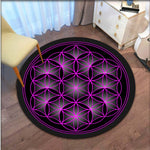 Sacred Geometry Flower Print Round Carpet for Living Room Floor Mat Anti Slip Computer Chair Mat Bedroom Rug Home Decor