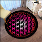 Sacred Geometry Flower Print Round Carpet for Living Room Floor Mat Anti Slip Computer Chair Mat Bedroom Rug Home Decor