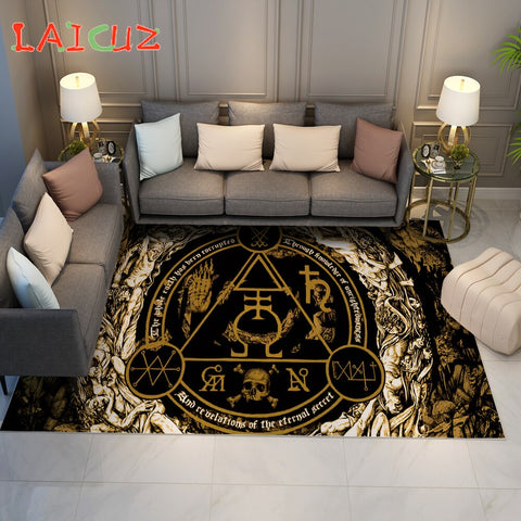 Satan Demon Skull Goat Carpet Anti-Slip Area Rug Large for Home Living Room Gothic Halloween Ouija Floor Mat Rugs Bedroom Decor