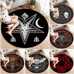 Satan Round Carpet, Personalized Rug, Satanic Goat Head Round Carpet, Sigil of Baphomet Rug Area Rug