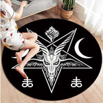 Satan Round Carpet, Personalized Rug, Satanic Goat Head Round Carpet, Sigil of Baphomet Rug Area Rug