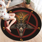 Satan Round Carpet, Personalized Rug, Satanic Goat Head Round Carpet, Sigil of Baphomet Rug Area Rug