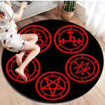 Satan Round Carpet, Personalized Rug, Satanic Goat Head Round Carpet, Sigil of Baphomet Rug Area Rug