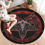 Satan Round Carpet, Personalized Rug, Satanic Goat Head Round Carpet, Sigil of Baphomet Rug Area Rug