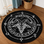 Satanic Cat Round Rug Goat Impaled Throne Area Carpet Bath Mat Black Rug Living Room Home Decoration circle rug