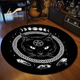 Satanic Cat Round Rug Goat Impaled Throne Area Carpet Bath Mat Black Rug Living Room Home Decoration circle rug