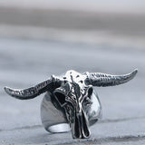 Gothic Stainless Steel Bull Skull Ring