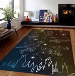 Cat and moon rug constellation rug living room queen size rug space bathroom mat black door mat home decor gift
