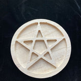 Round Pentagram Wooden Wicca Altar Tile Divination Astrology