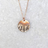 Round Forest Mountain Pendant Necklace Pine Tree Charm Chain Women Girl Necklaces Fashion Jewelry Accessories Statement Necklace