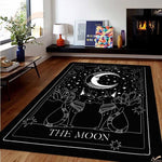 Cat and moon rug constellation rug living room queen size rug space bathroom mat black door mat home decor gift