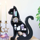 Cat In The Moon Crystal Wooden Shelf Cat Crystal Essential Oil Display Wall Shelf For Storage Living Room Bedroom Home Decor