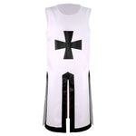 4XL Medieval Warriors Knight Templar Crusader Costume Adult Men Gown Sleeveless Shirt Top Cross Tabard Surcoat Tunic Clothes