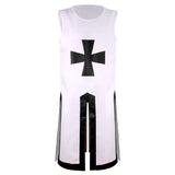 4XL Medieval Warriors Knight Templar Crusader Costume Adult Men Gown Sleeveless Shirt Top Cross Tabard Surcoat Tunic Clothes