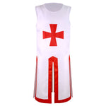 4XL Medieval Warriors Knight Templar Crusader Costume Adult Men Gown Sleeveless Shirt Top Cross Tabard Surcoat Tunic Clothes