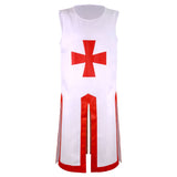 4XL Medieval Warriors Knight Templar Crusader Costume Adult Men Gown Sleeveless Shirt Top Cross Tabard Surcoat Tunic Clothes