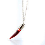 Vampire Tooth Shape Glass Fang Potion Blood Bottle Pendant Necklace