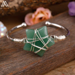 Wire Wrapped Gemstone Stars Beads Silver Copper Wristband Bangle