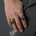 Mens Gold/Silver Color Stainless Steel Punisher Skull Rings