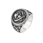 Gothic Ring Pirate Signet Double Knife Skull Ring