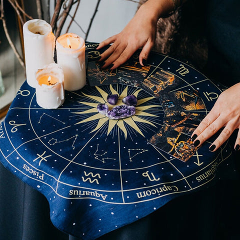 Tarot Tapestry Wheel of the Zodiac Astrology Chart Wall Hanging