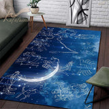 Cat and moon rug constellation rug living room queen size rug space bathroom mat black door mat home decor gift