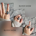 Vintage Oval Natural Labradorite Rings For Women Silver Ring Jewelry Finger Ring Gemstone Rings