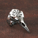 Odin Crow Skull Men's Ring Gothic Stainless Steel Compass Rings