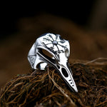 Nordic Mythology Odin Stainless Steel Skull Raven Ring