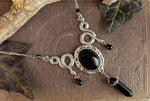 Serpent Black Agate Crystal Necklace,gothic Necklace, Snake Jewelry