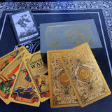 Set Tarot Cards Divination Six-pointed Star Golden Table Game Prediction Card Pvc Waterproof and Wear-resistant Gift Box Luxury