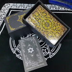 Set Tarot Cards Divination Six-pointed Star Golden Table Game Prediction Card Pvc Waterproof and Wear-resistant Gift Box Luxury