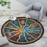 Signs Of The Zodiac, The Sun Tarot Card Round Rug, The Moon rug