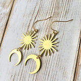 Silver Colour Double Crescent Moon Earrings Textured Raw Brass Celestial Boho Hippie Jewelry Punk Women Gift Fashion 2021 New