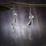 Silver Plated Celestial Oracle Hand Earrings , Celestial Earrings ,Moon Charms,Star,Gift,gift for Wicca Lover