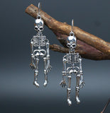 Silver Skull Dangle Earrings Gothic Skeleton Earrings for Gift